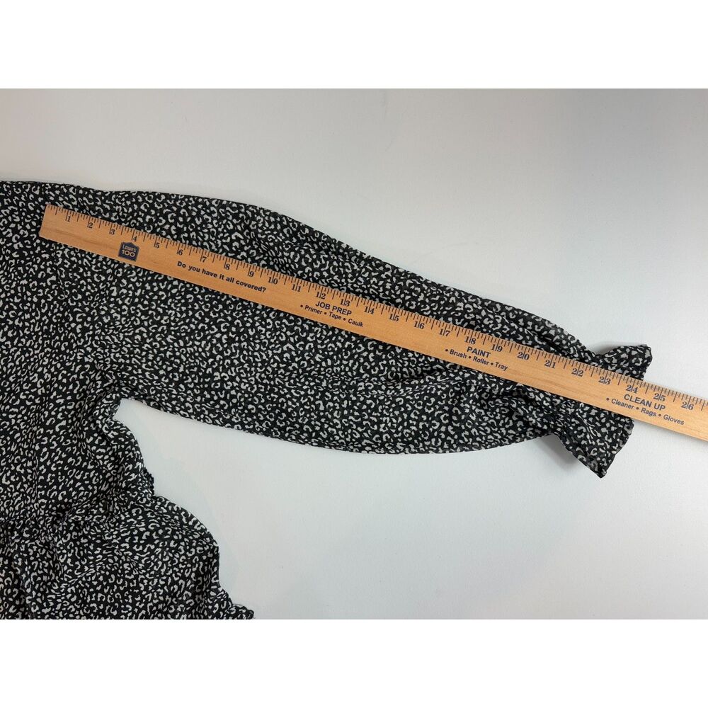 Jodifl Women's Long Sleeve Tiered Cheetah Print Dress Black White Size S - Picture 10 of 12